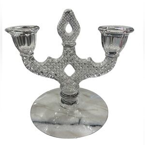 English Hobnail Clear (Round Base) by WESTMORELAND double arm candlestick